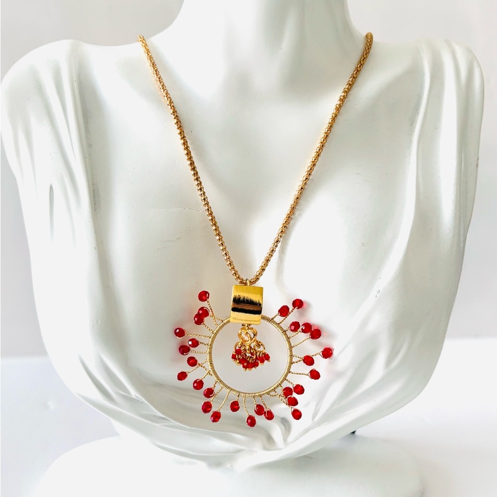 🌷5/25$ Reanimate by MJ from craft jewelry red and gold necklace